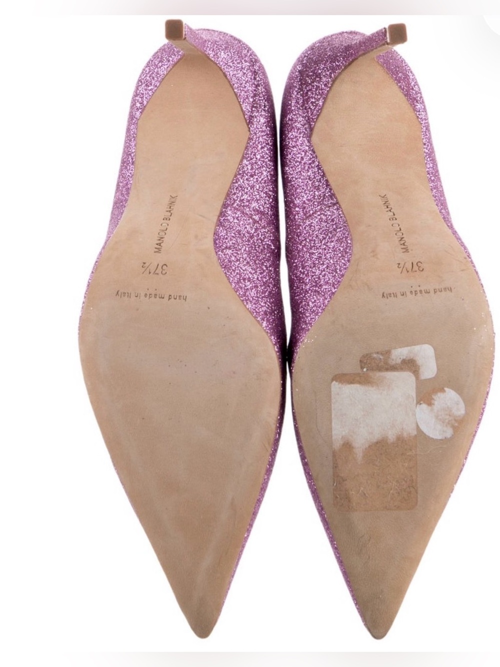 Manolo Blahnik Lavender Pink Glitter Pointed Pumps - Picture 5 of 5